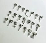 3 Adet Rastgele Paslanmaz Çelik 9mm İtalyan Charm Bileklik Uyumlu Sallantılı Charm