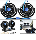 Point 12v Kademeli Çift Başlı 360 Dönebilen Araç Fanı Oto Fan Soğutucu Vantilatör