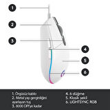  Logitech G G203 Lightsync Oyuncu Mouse Beyaz