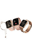 Premium Seri G9 Mini Plus 3 Kordon+Bileklik Hediyeli Bluetoothlu Rose Gold Kadın Akıllı Saat