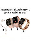 Tüm Telefonlara Uyumlu 3 Strap+Bileklik Gift Smart Watch41 Mm Kadın Akıllı Saat