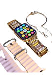 Tüm Telefonlara Uyumlu 3 Strap+Bileklik Gift Smart Watch41 Mm Kadın Akıllı Saat
