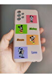Samsung Galaxy A13 Uyumlu Mickey Mouse Tasarım Içi Kadife Kılıf