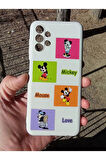 Samsung Galaxy A13 Uyumlu Mickey Mouse Tasarım Telefon Boyun Askılı Set Lansman Kılıf
