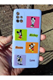 Samsung Galaxy A13 Uyumlu Mickey Mouse Tasarım Telefon Boyun Askılı Set Lansman Kılıf