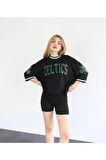 Celtics Kolları Yoncalı Baskılı T-shirt