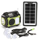 Güneş Enerji Panelli Aydınlatma Sistemi Powerbank Kamp Doğa Balık Karavan Fener Bluetooth Hoparlör