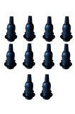 Italyan Tip E14 Geçmeli Yarım Diş Masa Lambası vb Mini Duy ( Kablo Kilitli ) 10lu Siyah