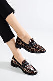 Kadın Leopar Desen Loafer Ayakkabı