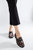 Kadın Leopar Desen Loafer Ayakkabı