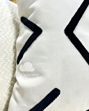 1 adet Punch kırlent kılıfı geometrik - punch yastık kılıfı krem bej beyaz 43 x 43 cm