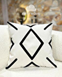 1 adet Punch kırlent kılıfı geometrik - punch yastık kılıfı krem bej beyaz 43 x 43 cm