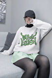 Billie Eilish Baskılı Unisex Oversize Şarkıcı Sweatshirt
