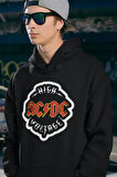 High Ac Dc Voltage Logo Baskılı Unisex Oversize Rock Metal Hoodie