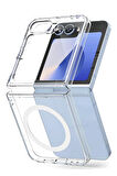Samsung Galaxy Z Flip 7 Kılıf Wireless Şarj Destekli Şeffaf Azn-Magneticsafe