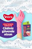 Viora Lateks Temizlik Bulaşık Eldiveni - Büyük Boy - Large - 9-9,5 - Pembe - 1 Çift - Paket