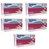 Dolphin Pudrasız Vinil Vinyl Tek Kullanımlık Eldiven Şeffaf Large Büyük Boy - 100'lü 5 Paket
