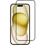 iPhone 15 Anti Static Toz Tutmayan Çerçeveli Temperli Ekran Koruyucu Cam