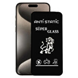 iPhone 15 Pro Max Anti Static Toz Tutmayan Çerçeveli Temperli Ekran Koruyucu Cam