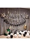 Şampanya Ve Kadehli Yetişkin Doğum Günü Alfabe Balonlar