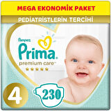 Prima Premium Care Bebek Bezi Beden:4 (9-14Kg) Maxi 230 Adet Mega
