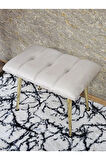 Gold Sivriltme Ayaklı 60 cm Puf Bench - Puf - Bench - Oturak - Mutfak Oturağı - Antre Oturağı Krem Renk 60 x 40 Boyut/Ebat