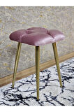Kare Gold Kaplama Konik Ayaklı Tabure - Oturak - Bar Taburesi - Ayaklı Tabure Pembe Renk 33 x 48 Boyut/Ebat