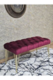 Gold Tel Ayaklı 90 cm Puf Bench - Puf - Bench - Kasalı Oturak - Oturak - Yatak Ucu Puf Bordo Renk 90 x 40 Boyut/Ebat