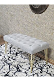 Gold Tel Ayaklı 90 cm Puf Bench - Puf - Bench - Kasalı Oturak - Oturak - Yatak Ucu Puf Gri Renk 90 x 40 Boyut/Ebat
