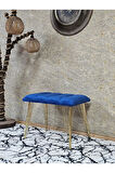 Metal Gold Tel Ayaklı 60 cm Puf Bench - Puf - Bench - Oturak - Mutfak Oturağı - Antre Oturağı Mavi Renk 60 x 40 Boyut/Ebat
