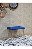 Metal Gold Tel Ayaklı 60 cm Puf Bench - Puf - Bench - Oturak - Mutfak Oturağı - Antre Oturağı Mavi Renk 60 x 40 Boyut/Ebat