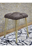 Kare Gold Kaplama Telli Ayaklı Tabure - Oturak - Bar Taburesi - Ayaklı Tabure Kahverengi Renk 48 x 33 Boyut/Ebat