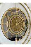 Bronz Aynalı - Lavinya Premium Gold - Büyük Boy (50X85CM) , Modern Metal (MOBİLYA) Duvar Saati