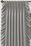 Rüzgar Gülü Desenli Gri Keten Fon Perde – 2 Panel Amerikan 1x2 Pile (Double Pinch Pleat)