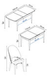 Arya Meşe Desen 80x132 MDF Açılabilir Yemek Masası Takımı 6  Sandalye