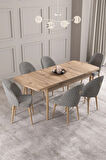 Calvin Atlantik 80x132 MDF Açılabilir Mutfak Masası Takımı 6  Sandalye
