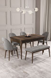 Calvin Barok 80x132 Açılabilir Mdf Masa Yemek Odası Takımı, Mutfak Takımı 4 Sandalye, 1 Bench