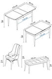 Arvela Beyaz 80x132 Açılabilir Yemek Odası Takımı 4 Sandalye, 1 Bench
