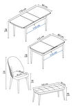 Milas Siyah Mermer Desen 80x132 MDF Açılabilir Mutfak Masası Takımı 4 Sandalye, 1 Bench