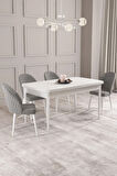 Calvin Beyaz 80x132 MDF Açılabilir Mutfak Masası Takımı 4  Sandalye