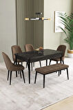 Ikon Meşe Desen 80x132 MDF Açılabilir Yemek Masası Takımı 4  Sandalye