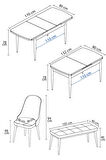 Ikon Meşe Desen 80x132 MDF Açılabilir Yemek Masası Takımı 4  Sandalye