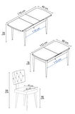 Mayer MDF Siyah Mermer Desenaçılabilir 80x132 Cm 4 Sandalyeli Mutfak Masası Takımı
