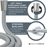 Dayanıklı Gri Silikon Duş Hortumu – Kırılma Karşıtı, Esnek, Sızdırmaz ve Uzun Ömürlü