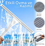 QASUL Pencere Sileceği Temizleyici 2'si 1 Arada Pencere Temizleme Aracı Araba Ön Cam Temizleme Kiti Uzatma Direği ile Yıkama Ekipmanı İç Mekan/Dış Mekan Pencerelerini Temizlemek için Mikrofiber Bez ile