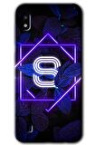 Galaxy A10 Kılıf HD Desen Baskılı Arka Kapak - Dark Neon Yaprak S Harfi 