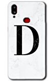 Galaxy A10s Kılıf HD Desen Baskılı Arka Kapak - Beyaz Mermer Desenli D Harfi 