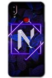 Galaxy A10s Kılıf HD Desen Baskılı Arka Kapak - Dark Neon Yaprak N Harfi 