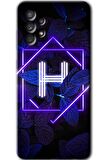 Galaxy A13 Kılıf HD Desen Baskılı Arka Kapak - Dark Neon Yaprak H Harfi 
