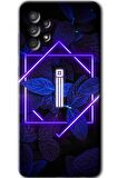 Galaxy A13 Kılıf HD Desen Baskılı Arka Kapak - Dark Neon Yaprak İ Harfi 